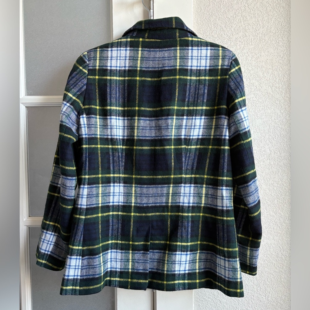 Helene Berman - Boxy Plaid One Button 2 Pocket Blazer - Sz. Small - Blue & Green - Picture 6 of 9